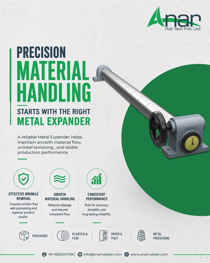 Anar Rub Tech,  metalexpander, expander, materialhandling, webprocessing, packaging, plasticfilm, paperindustry, printing, IndustrialEquipment, manufacturing, convertingindustry, madeinindia, AnarRubTech