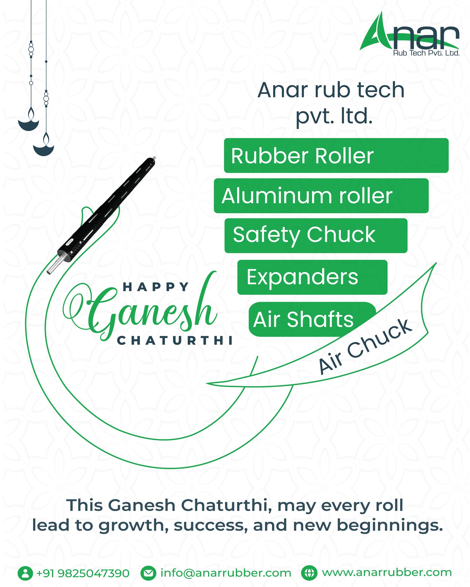 Anar Rub Tech, GaneshChaturthi, HappyGaneshChaturthi, GanpatiBappaMorya, FestivalOfIndia, IndianFestivals, AnarRubTech, RubberRollers, AirShaft, SafetyChuck, RubberExpanders, ManufacturingIndustry, AnarRubber