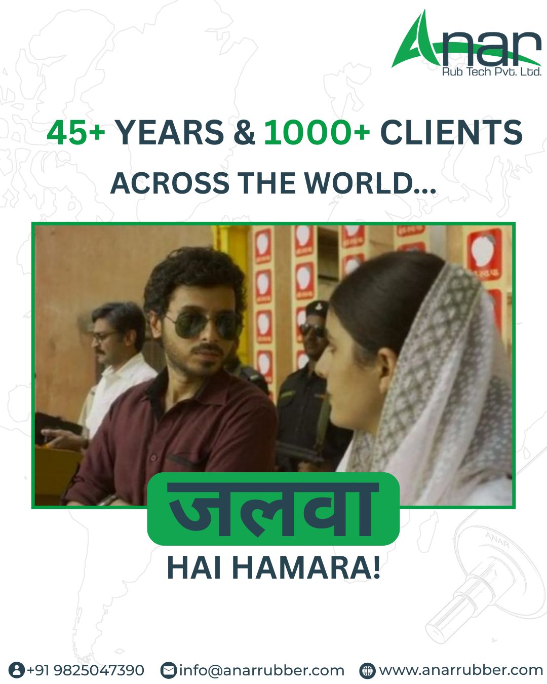 ðŸ’¡ 45+ years.
ðŸŒ 1000+ clients.
ðŸ’¯ One benchmark = QUALITY.

From day one, weâ€™ve believed that quality speaks louder than wordsâ€”and itâ€™s the reason industries across the world continue to trust us. âœ¨

Hereâ€™s to setting the bar higher, every single day. ðŸš€

ðŸŒ https://anarrubber.com/

 ðŸ“ž +91 9825047390

#45YearsOfExcellence #GlobalTrust #QualityBenchmark #TrustedWorldwide #IndustryLeaders #AnarRubber #AnarRubTech